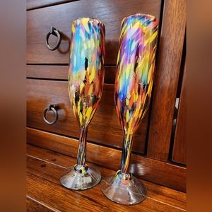 GlobeIn Handmade Confetti Champagne Flutes